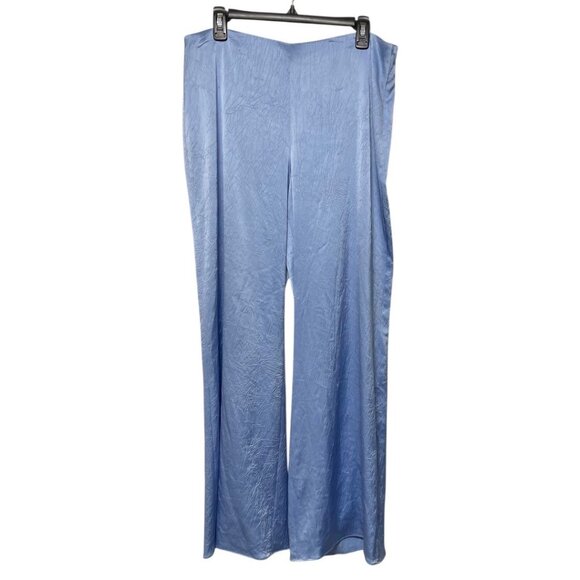 New Vince High-waist Textured Satin Wide Leg Pant in Blue Size L - Picture 4 of 7
